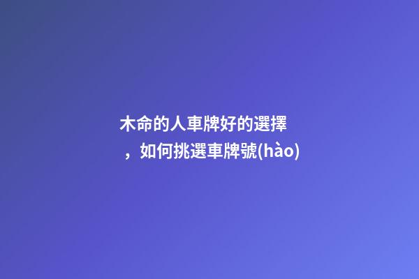 木命的人車牌好的選擇，如何挑選車牌號(hào)